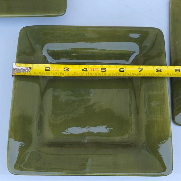 J.C Penny home collections Square salad plates 8.5 " Pesto/ Mary Gold( lot of 2) - Picture 6 of 9